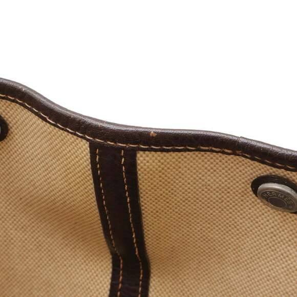 HERMES Garden MM Tote Bag, Handbag, Shoulder Tote, Toile H Leather, Beige, Da... - Picture 8 of 9